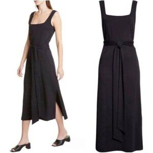 Vince Women's 100% Pima Cotton‎ Square Neck Midi Belted Dress Size XS NWT